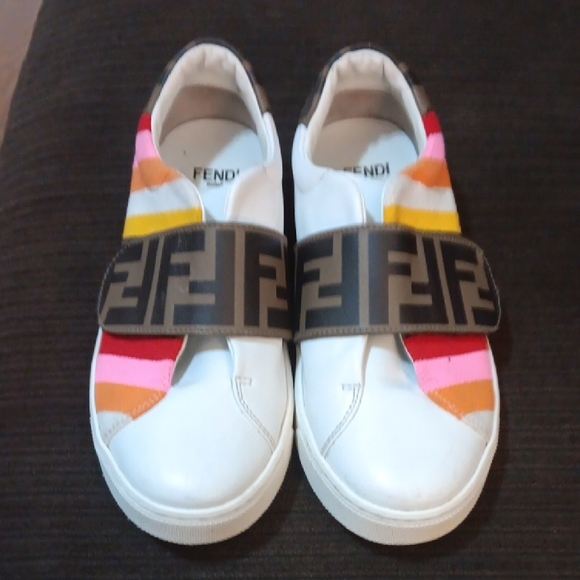 Fendi Other - Fendi Kids White Sneakers with Multicolor Stripes